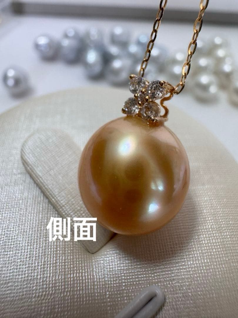 新品　18K ゴールド　天然南洋白蝶ゴールデンパールペンダント