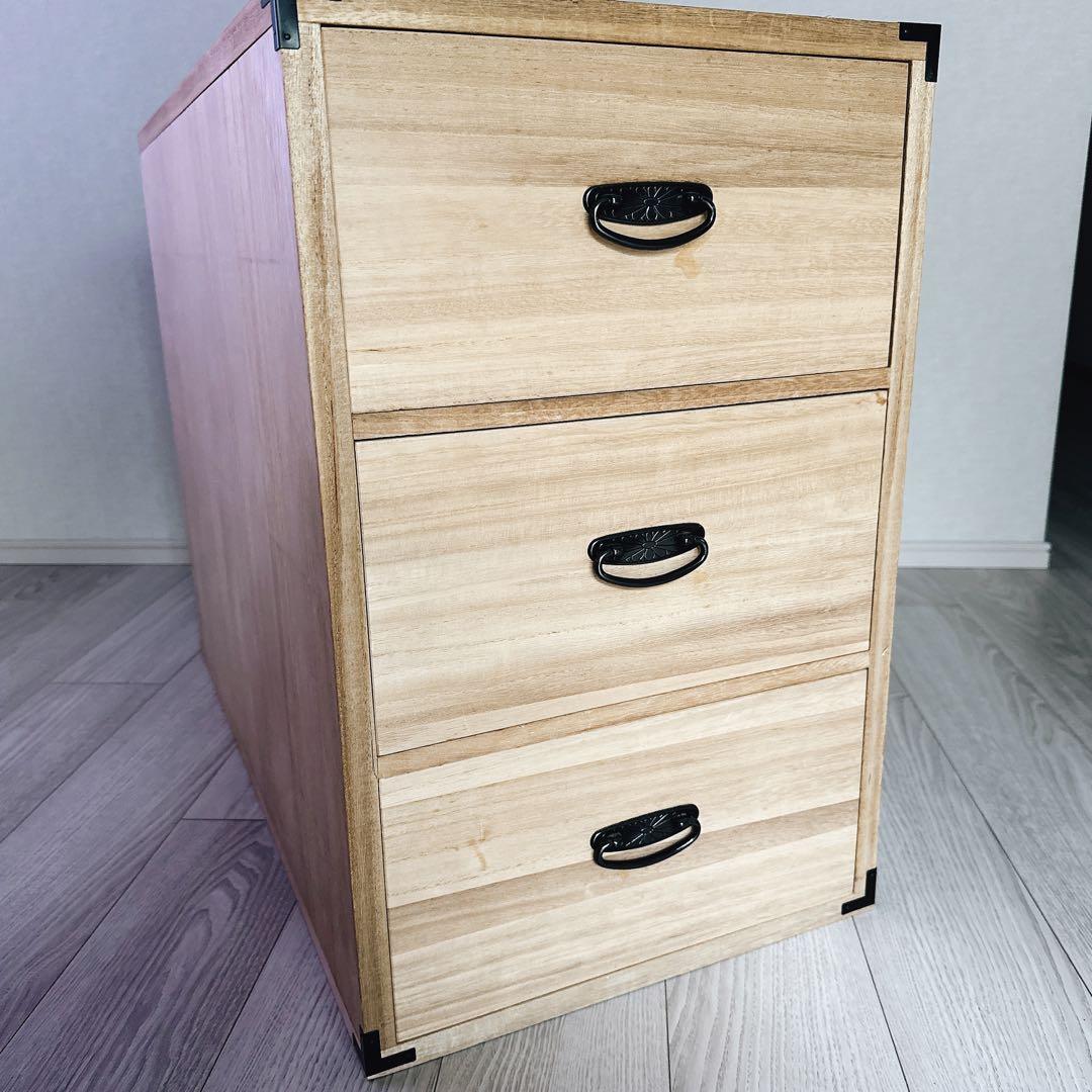 《used》桐箪笥　和服　3段収納　チェスト　押入れ収納　押入れ箪笥