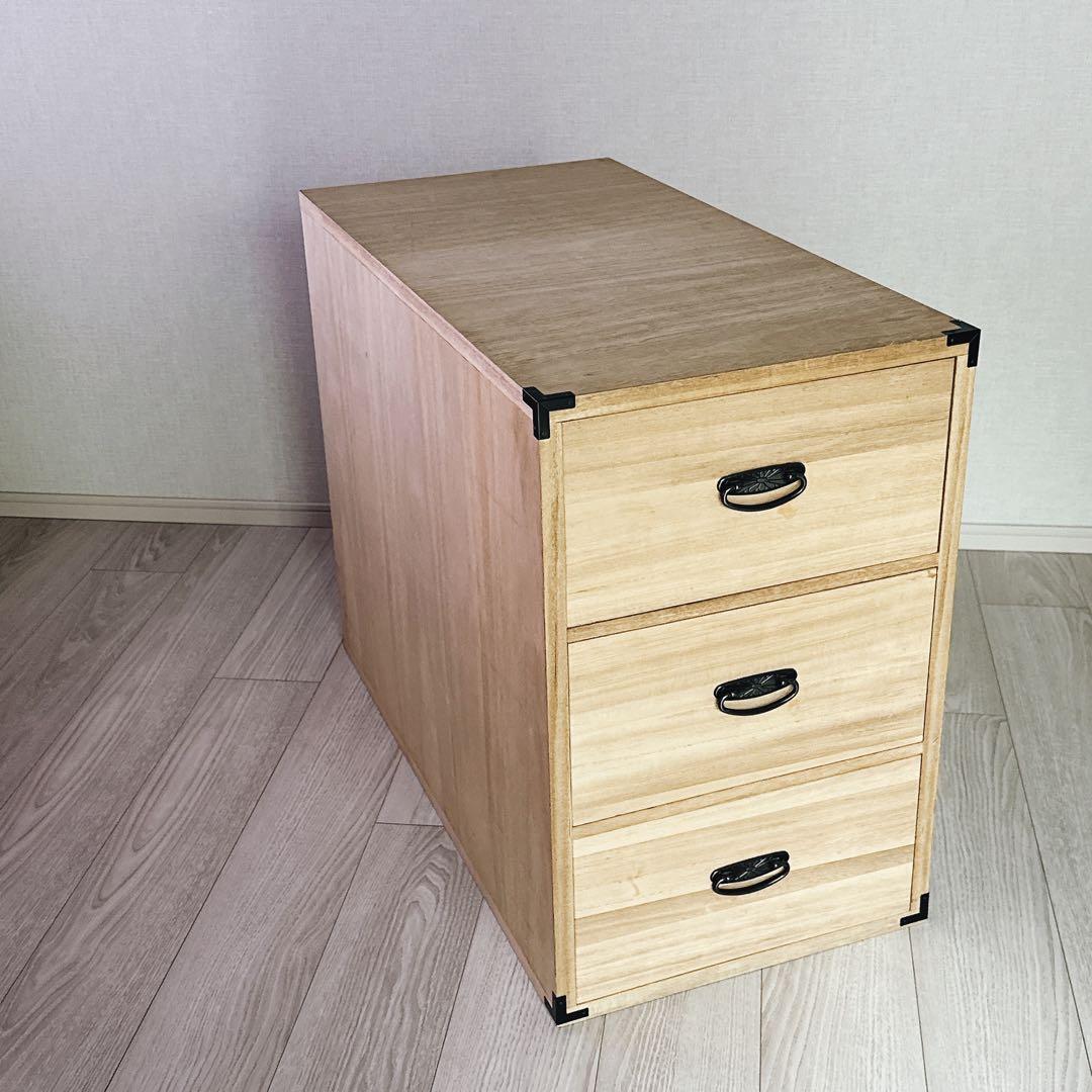 《used》桐箪笥　和服　3段収納　チェスト　押入れ収納　押入れ箪笥
