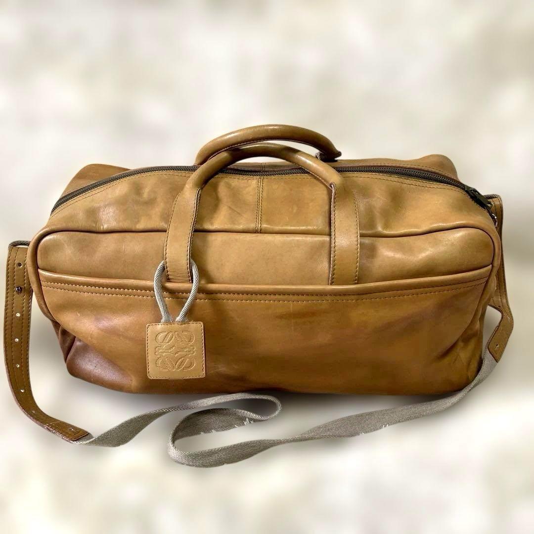 LOEWE ロエベ　ボストンバッグ レザー ベージュ ショルダー　ハンド　大きめ