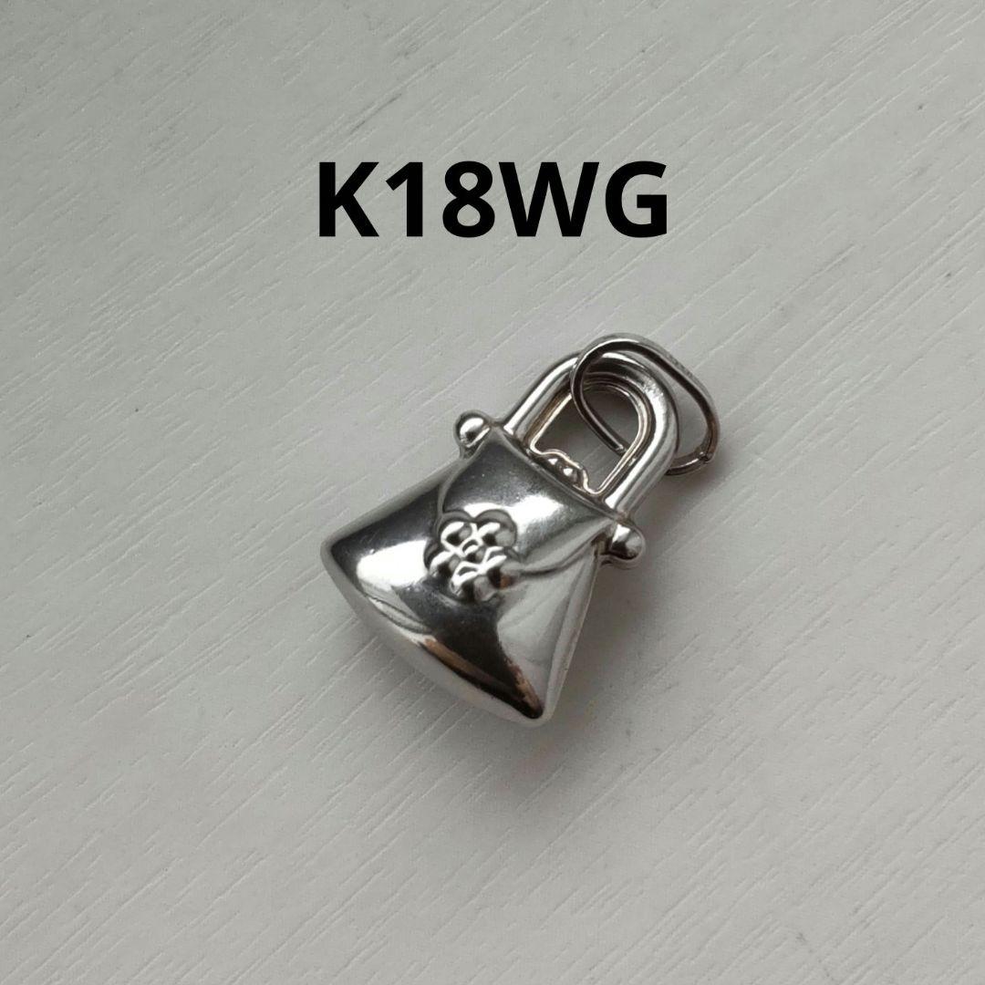 pearlpink　K18WG バッグ型ネックレスチャーム