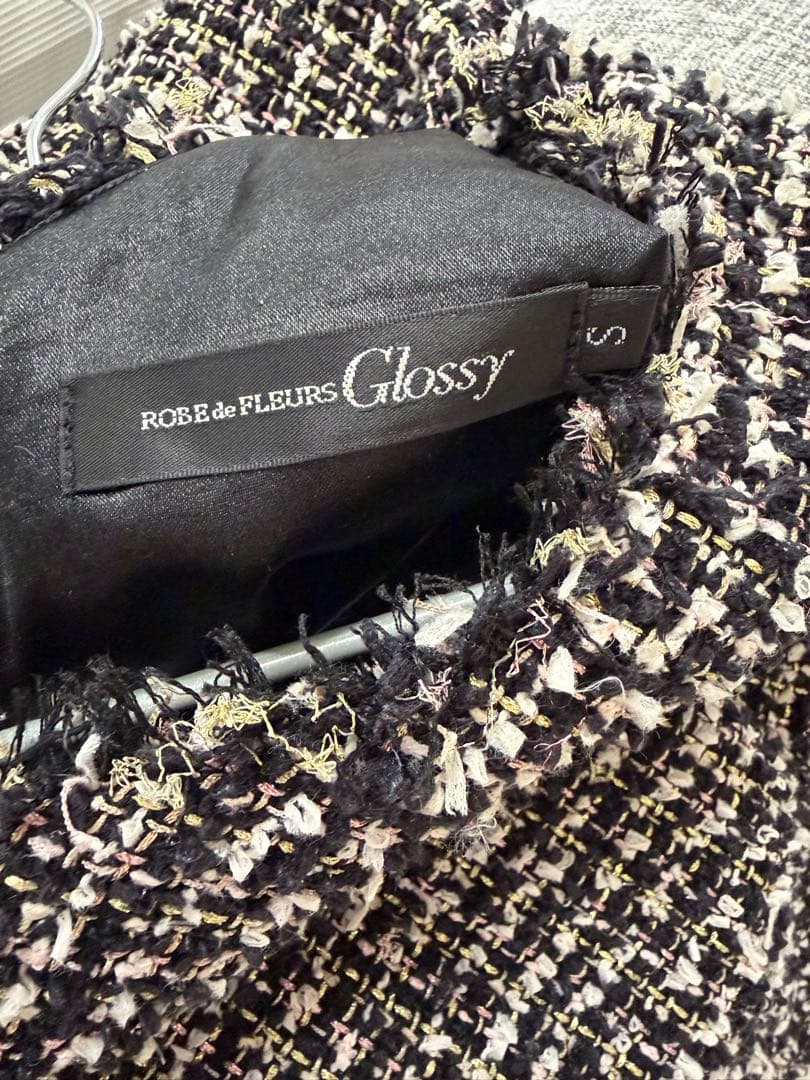 ROBE de FLEURS ツイード フロントジッパーミニドレス Sサイズ