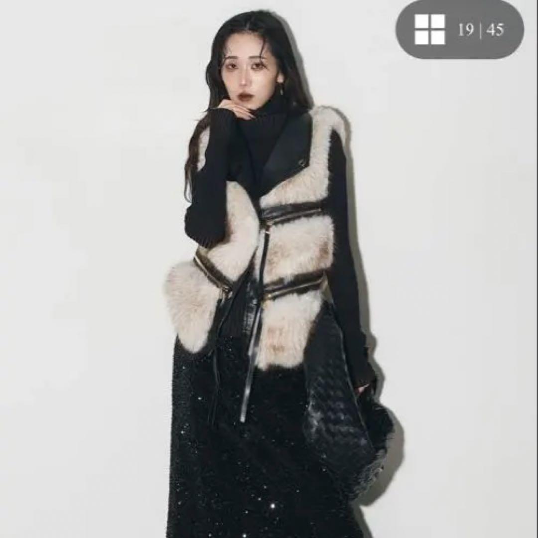 【新品未開封】andrea&coフェイクファーライダースベスト