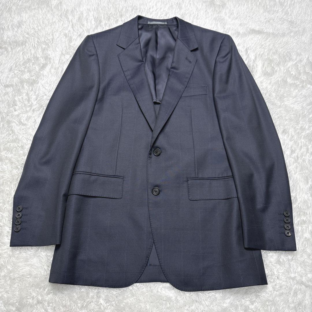 【極美品】ポールスミス 現行 デルフィノ シルク ウール スーツ 上下 紺 花柄