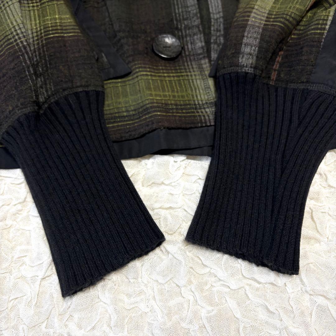 EIKO KONDO ダブルカラー ウール混 変形 ジャケット チェック XL