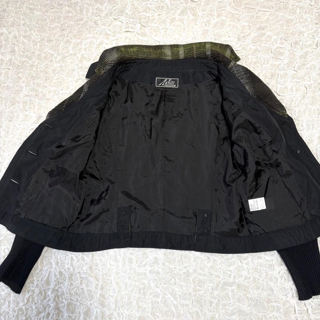 EIKO KONDO ダブルカラー ウール混 変形 ジャケット チェック XL