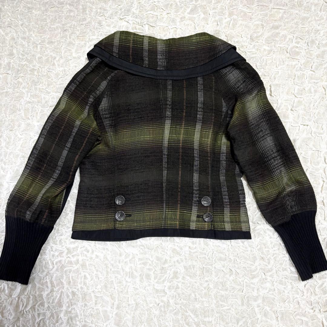 EIKO KONDO ダブルカラー ウール混 変形 ジャケット チェック XL