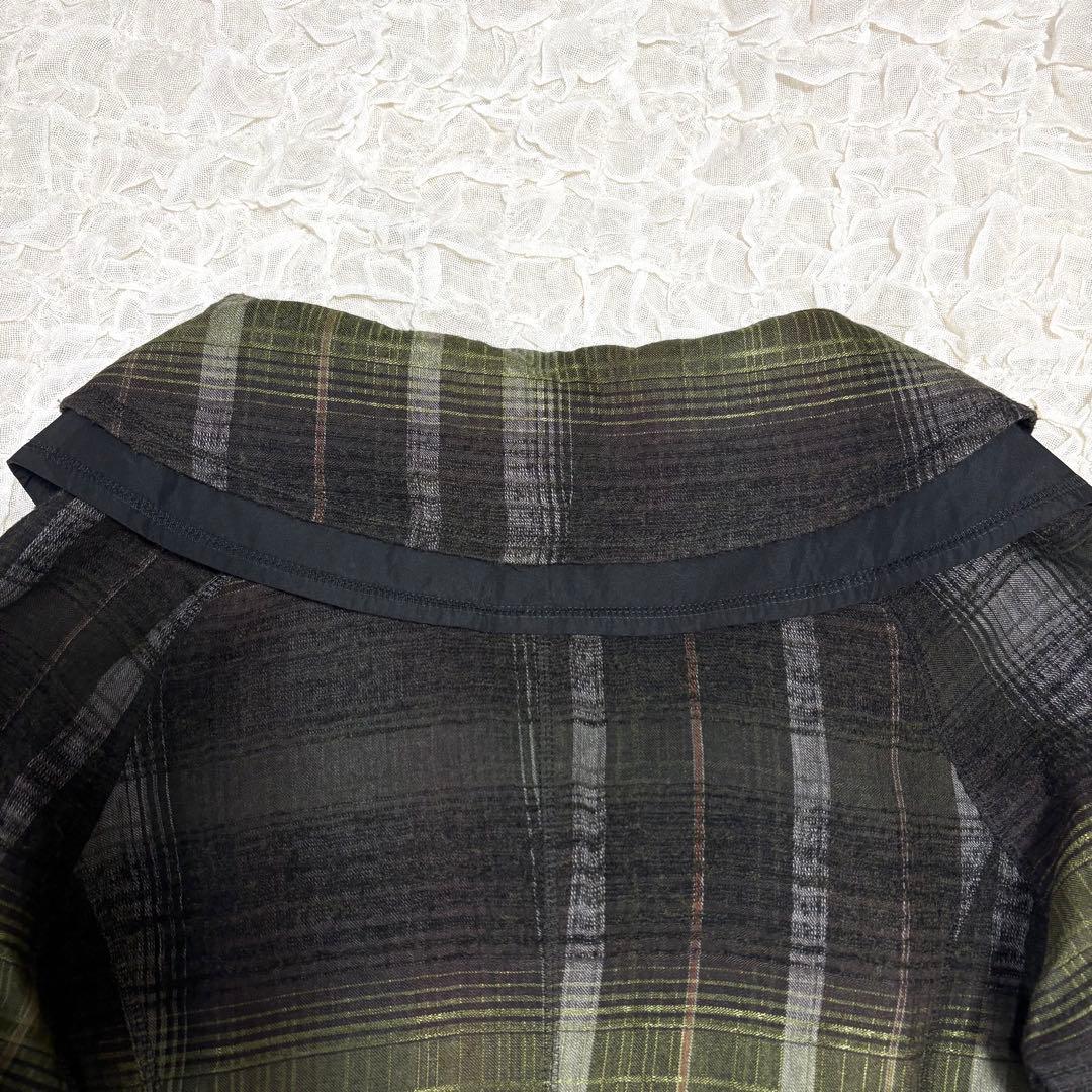 EIKO KONDO ダブルカラー ウール混 変形 ジャケット チェック XL