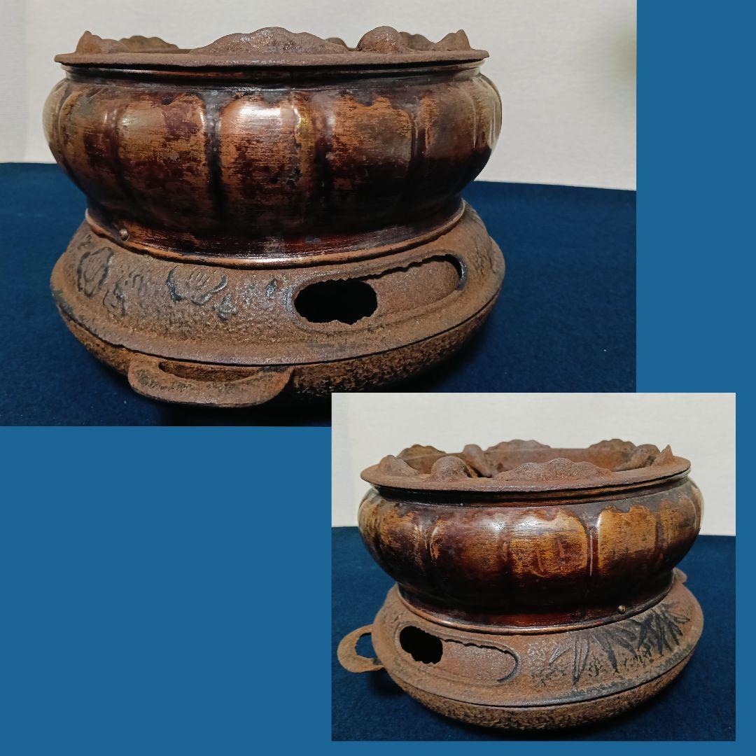 1080AL57 当時物 瓶掛 煉炭焜炉 サクラコンロ 鉄製銅製 松竹梅