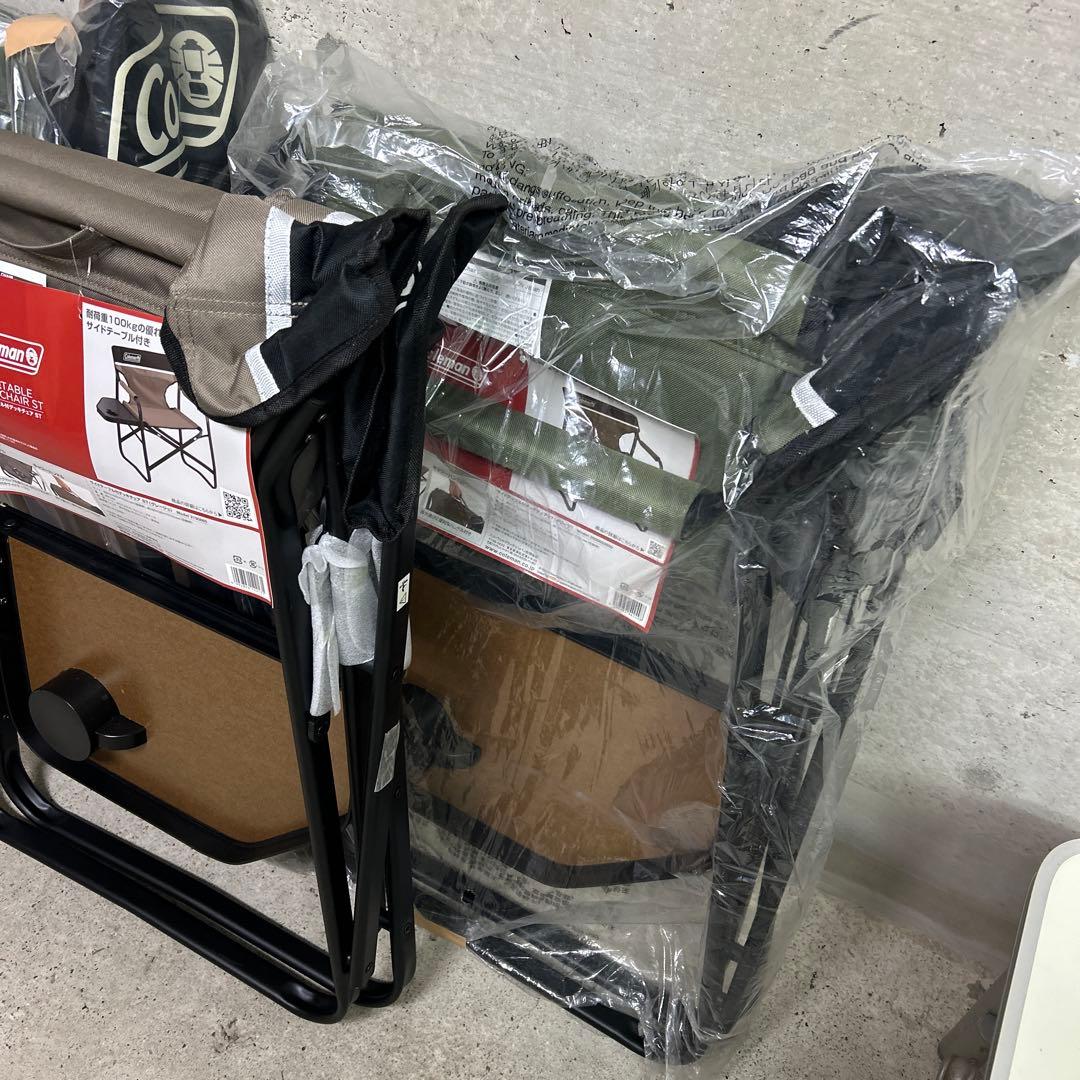 3脚セット　未使用 Coleman コールマン　サイドテーブル付デッキチェアST