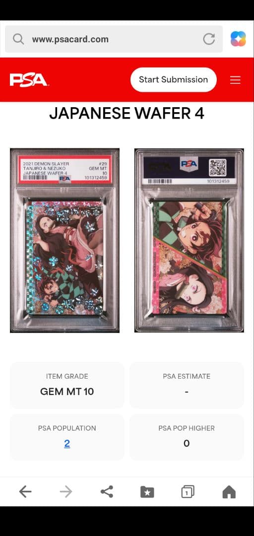 PSA１０ 鬼滅の刃　世界に2枚 タンジロウ＆ネズコ