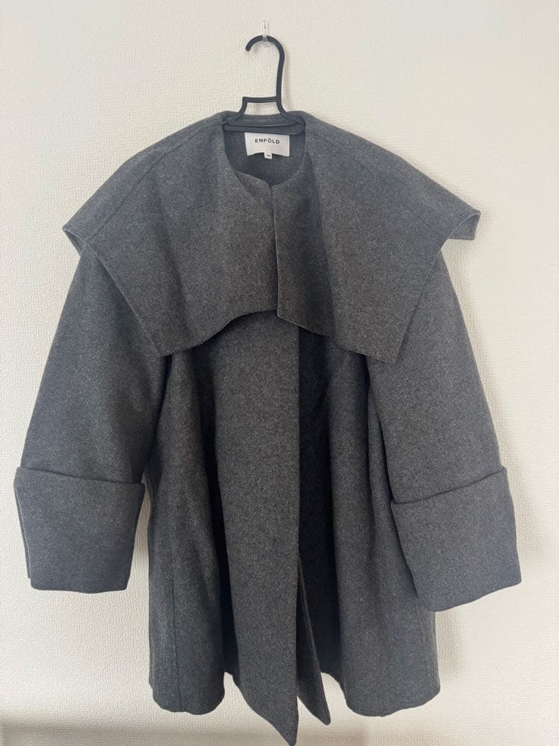 エンフォルド　Aライン　ケープ　コート　グレー　ケープコート　36 襟付き　襟