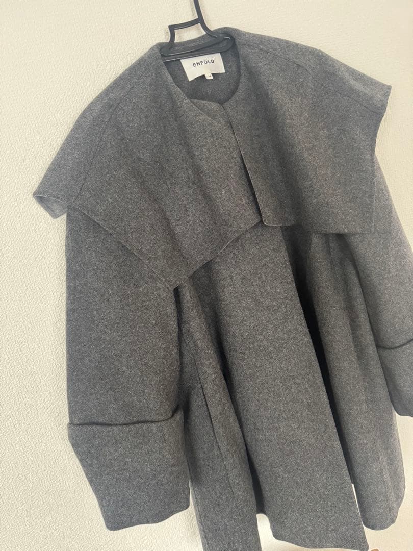 エンフォルド　Aライン　ケープ　コート　グレー　ケープコート　36 襟付き　襟