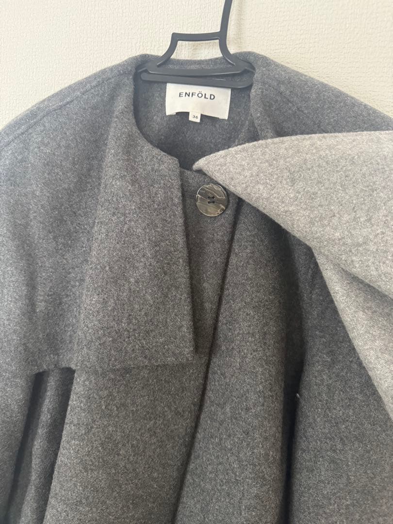 エンフォルド　Aライン　ケープ　コート　グレー　ケープコート　36 襟付き　襟