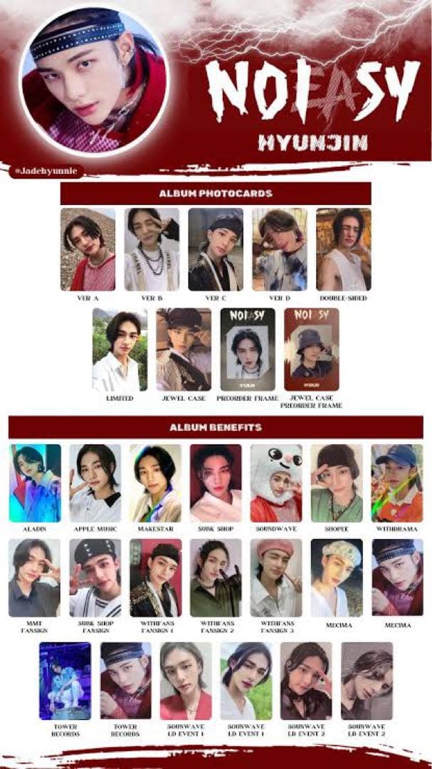 希少 NOEASY Subk ヒョンジン トレカ Red Lights