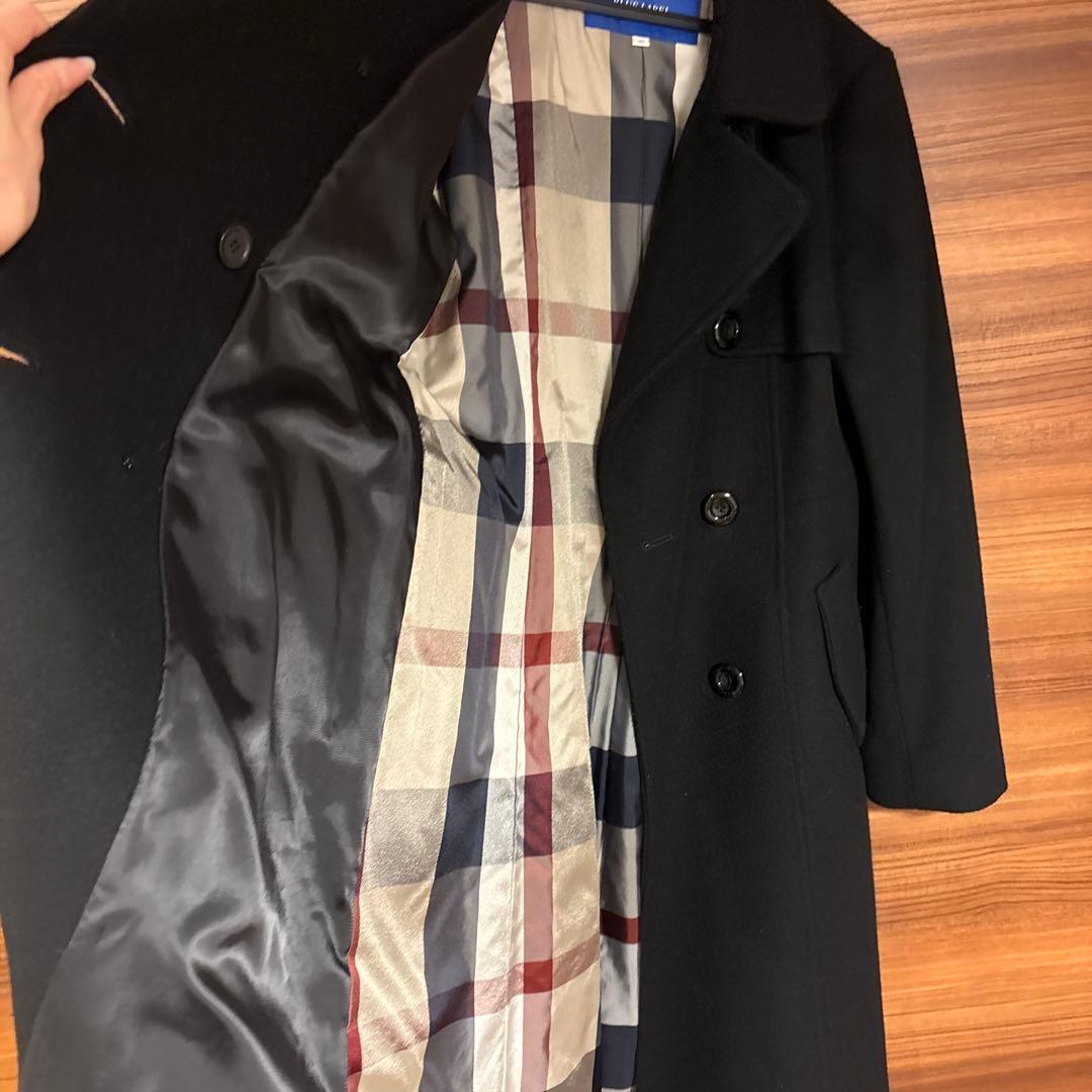 ブルーレーベル　コート　黒 ダブルブレスト ウールコート