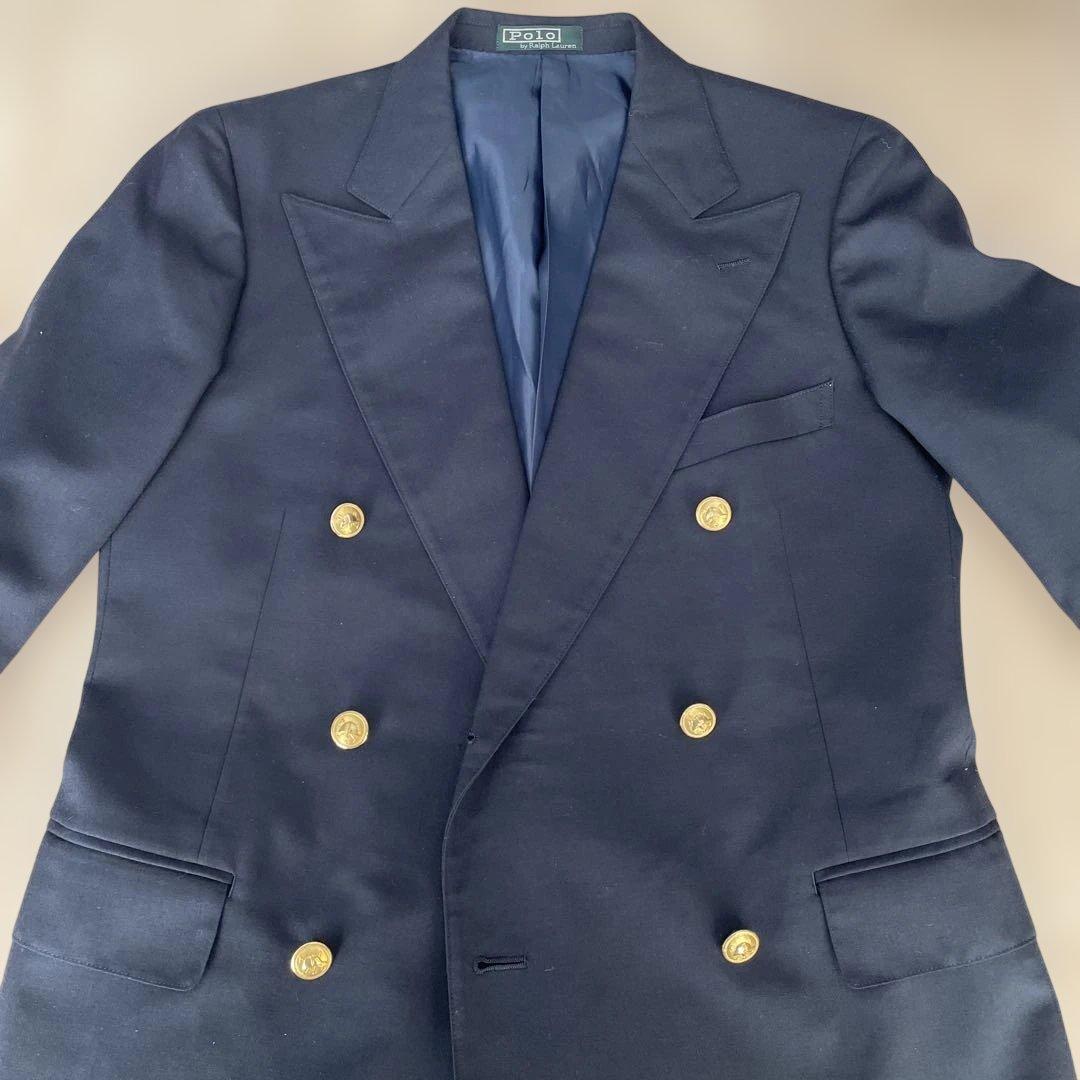 【名品】Polo by Ralph Lauren ダブルジャケット 紺ブレ