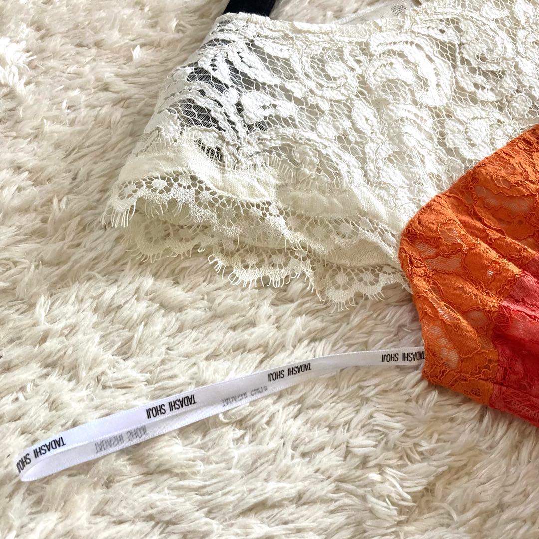 【美品】タダシショージ 総レース フレアドレス ワンピース 花柄レース フラワー