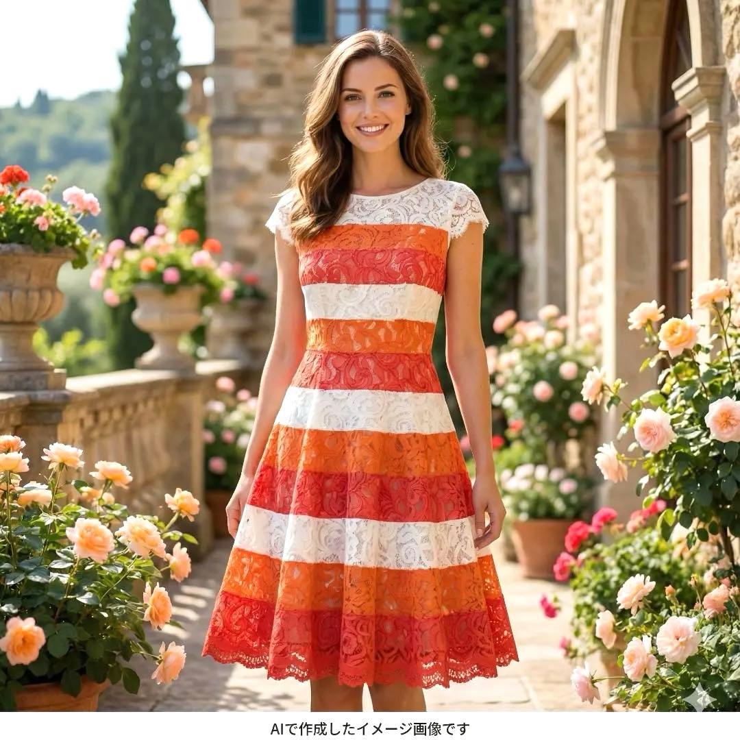 【美品】タダシショージ 総レース フレアドレス ワンピース 花柄レース フラワー