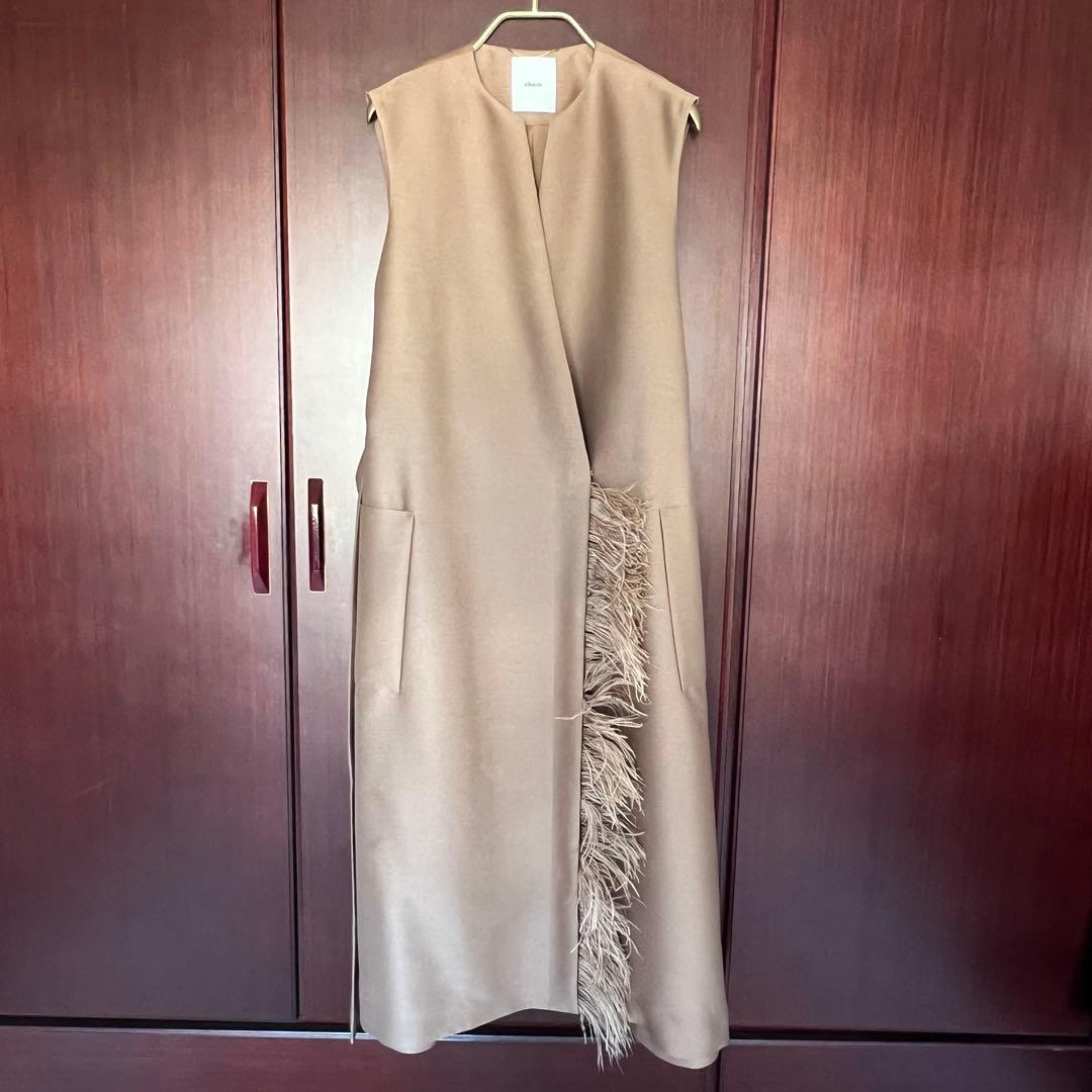 ebure ブライトウールシルクジレ キャメル 38