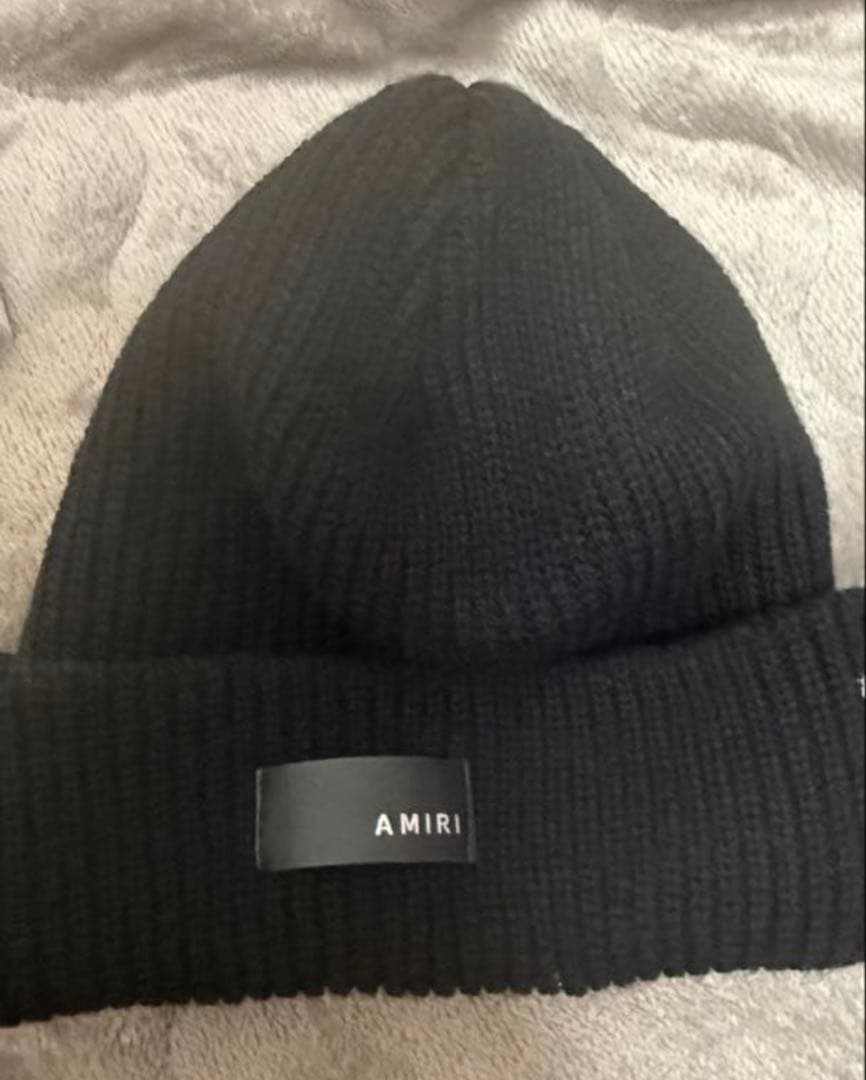 AMIRI 黒 ニット帽 ロゴ刺繍