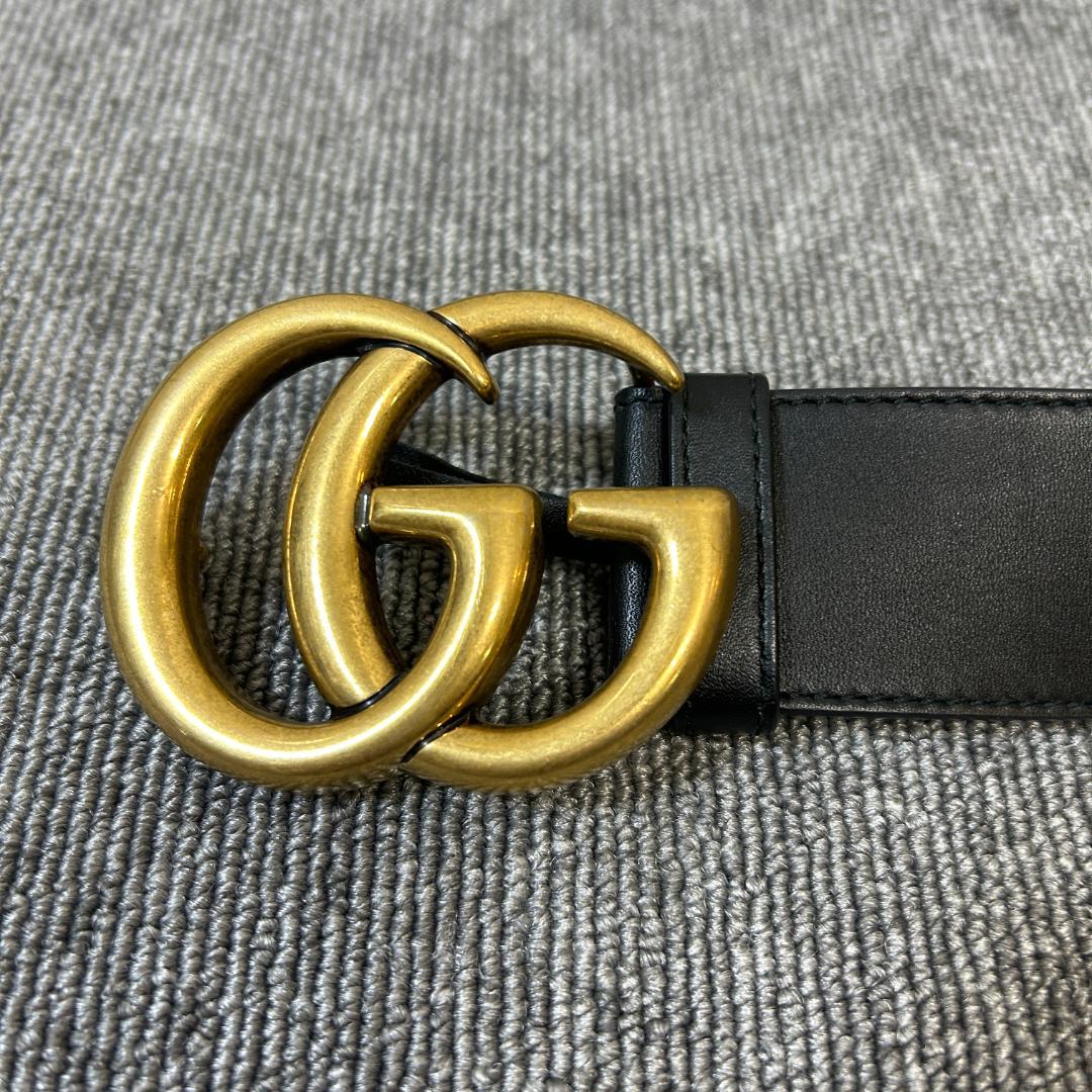 グッチ　GUCCI GGロゴ ゴールドバックル ブラックレザーベルト