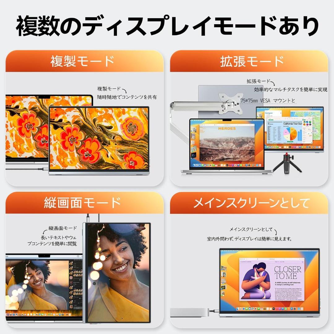 Intehill モバイルモニター 4K+ 13.4インチ U13ZA