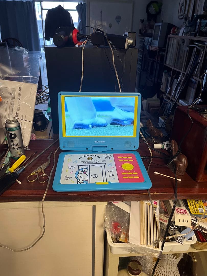 9インチ ポータブルDVDプレイヤー ドラえもんリモコン車電源も取説付　完動品