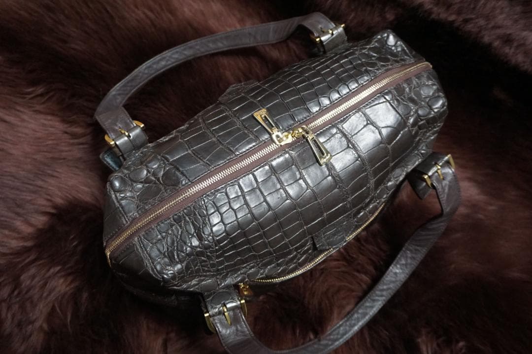 レザージュエルズ JRA認定日本製マットクロコレザー ボストン ジムバック