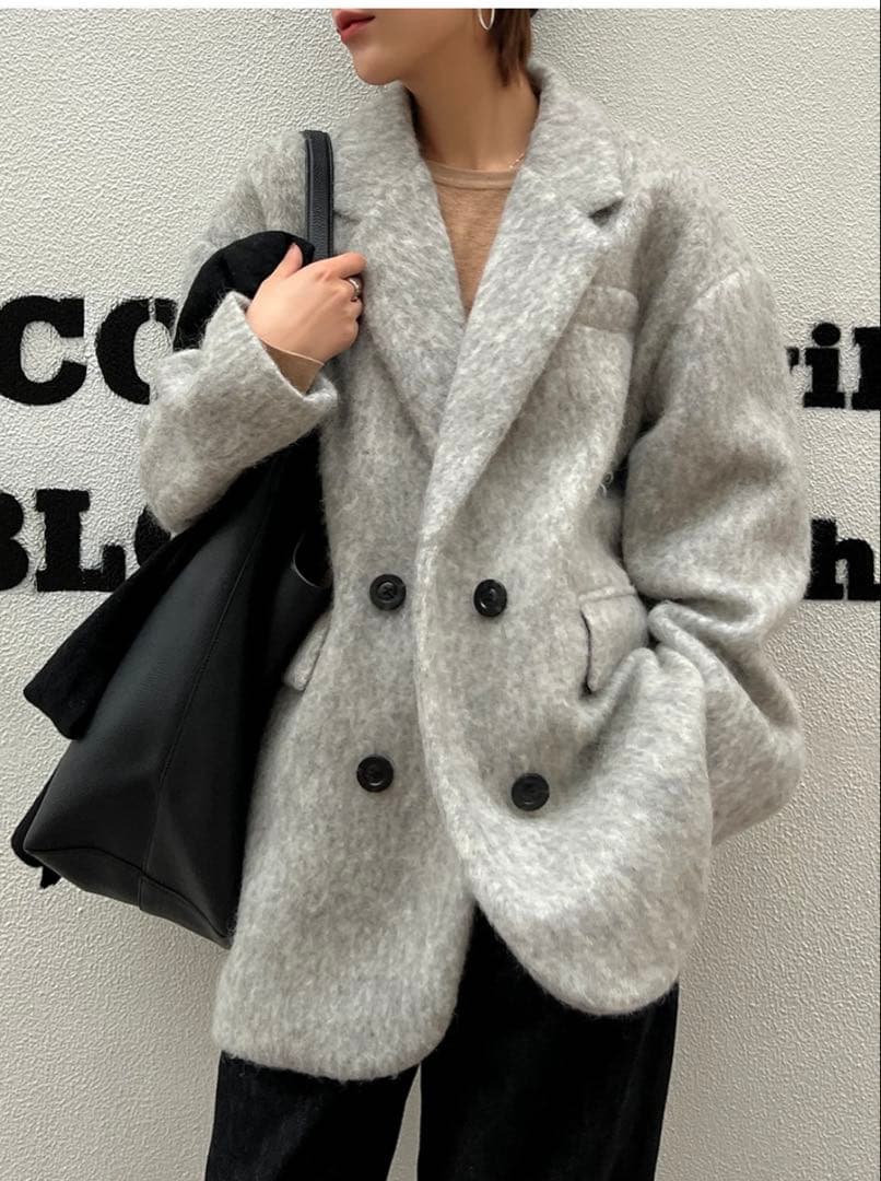 【新品タグ付き】ジプソフィアgypsophia ミドル丈シャギーコート グレー