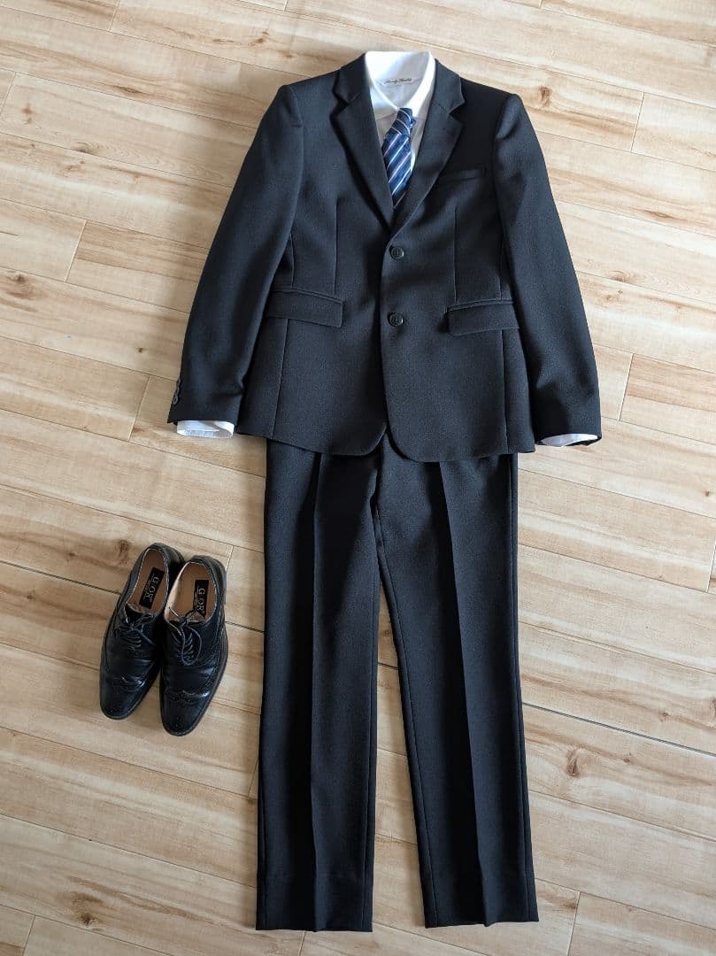 男の子スーツ 卒業式 160 セット（シャツ・ ネクタイ・シューズ付）