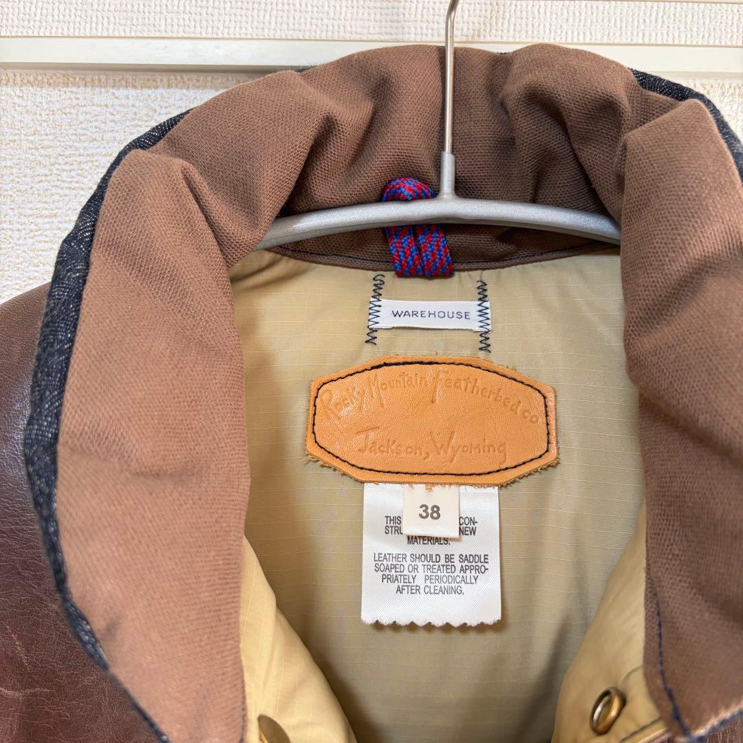 N-533 ウエアハウス　ロッキーマウンテン　デニムダウンベスト　ヘリンボーン