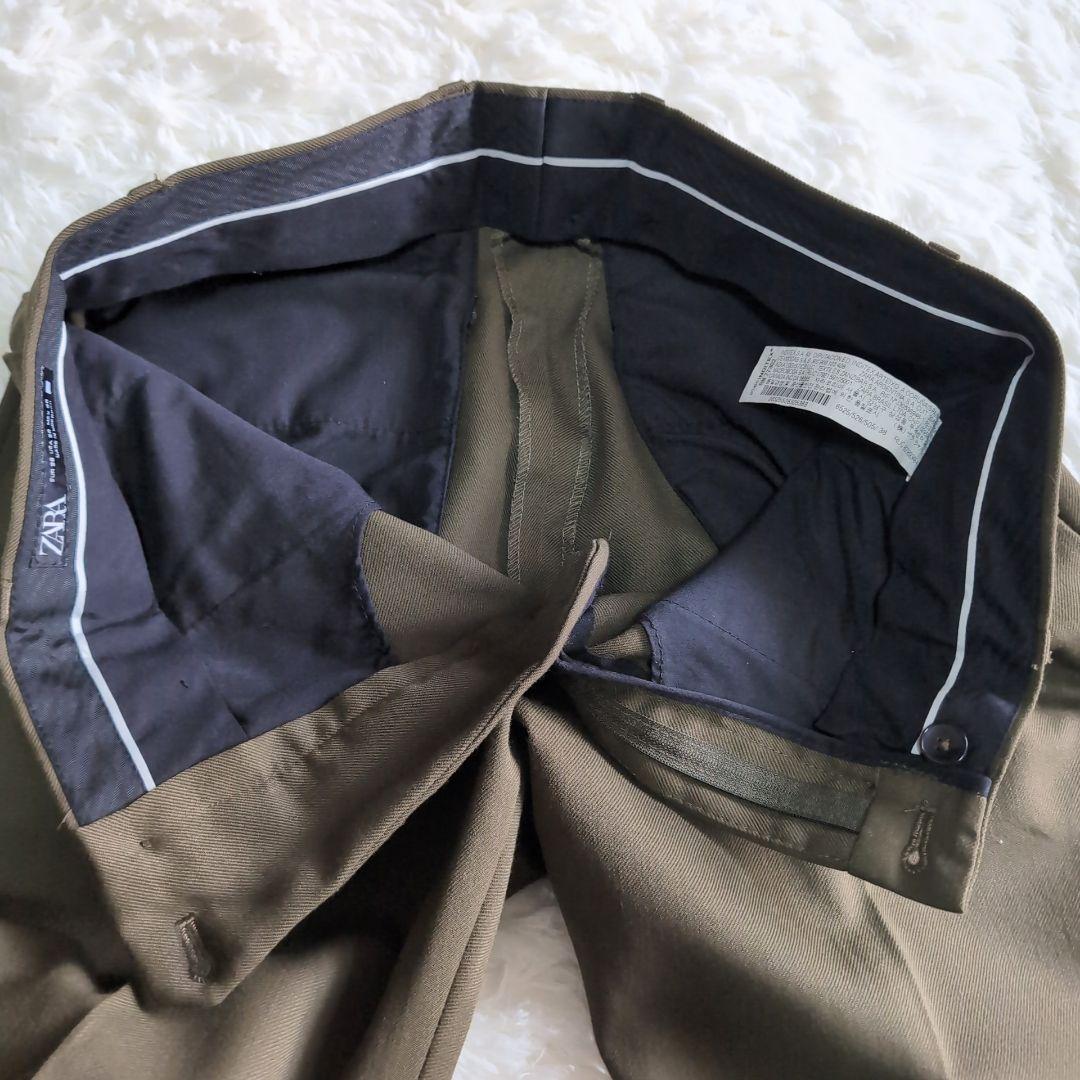 美品 ZARA シングル2B スーツ セットアップ L～XL W82cm カーキ