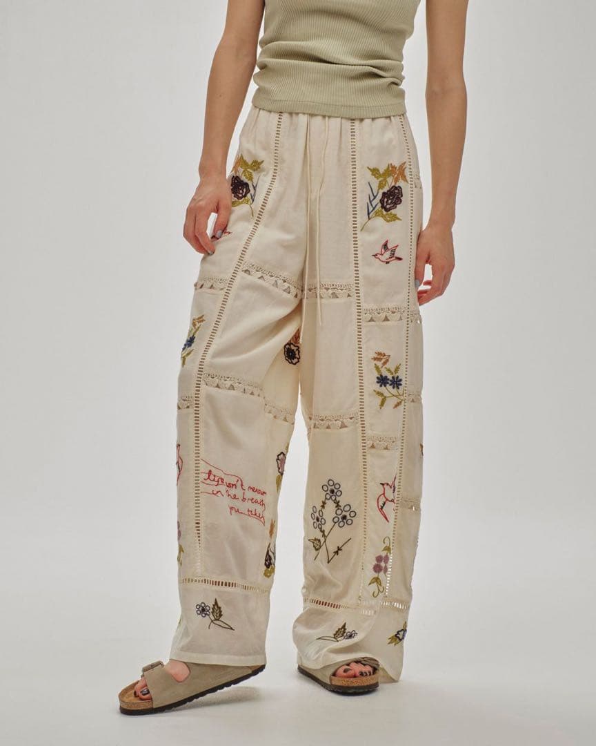 【新品未使用】EmbroideryPatchworkTrousers 38