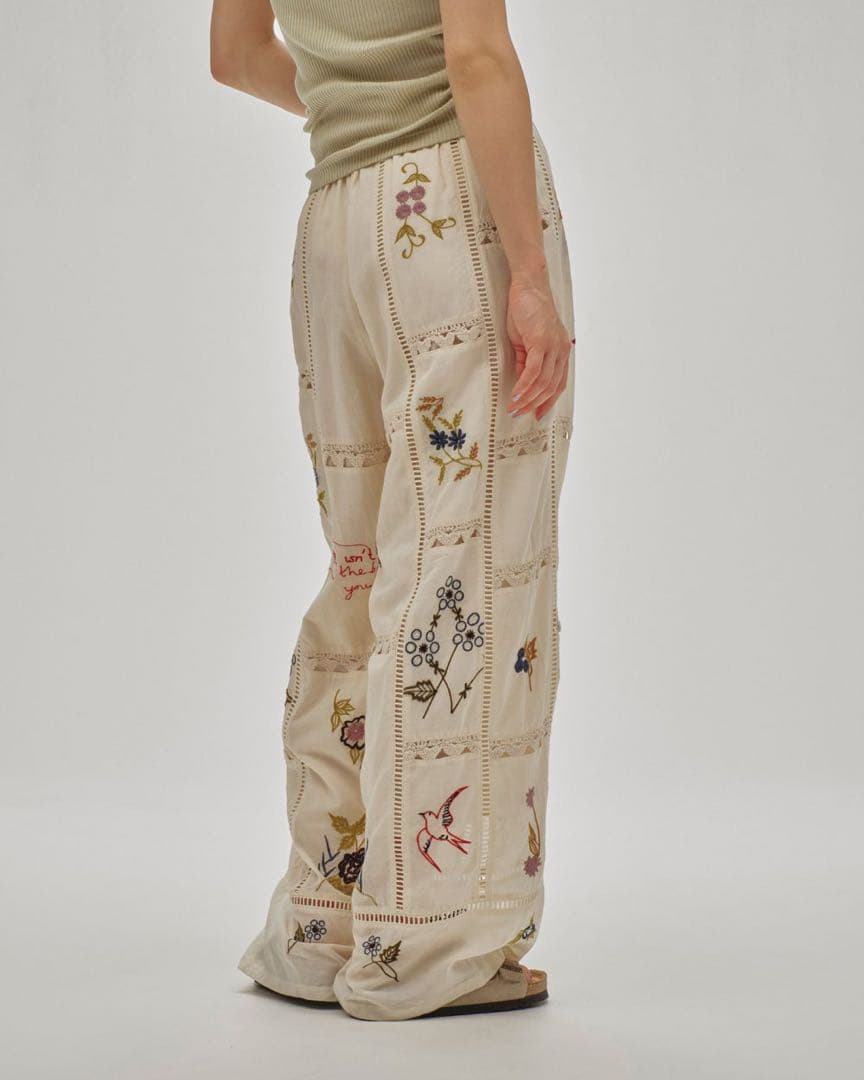 【新品未使用】EmbroideryPatchworkTrousers 38
