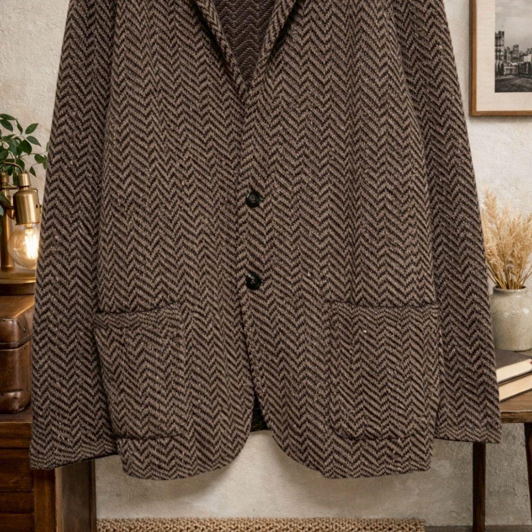 LARDINI　ラルディーニ　ニットジャケット　ヘリンボーン