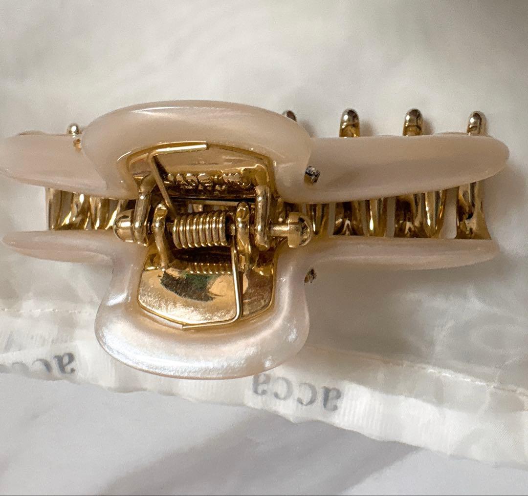 acca ヘアクリップ　ラインストーン ニューコナーラ　パールホワイト　L