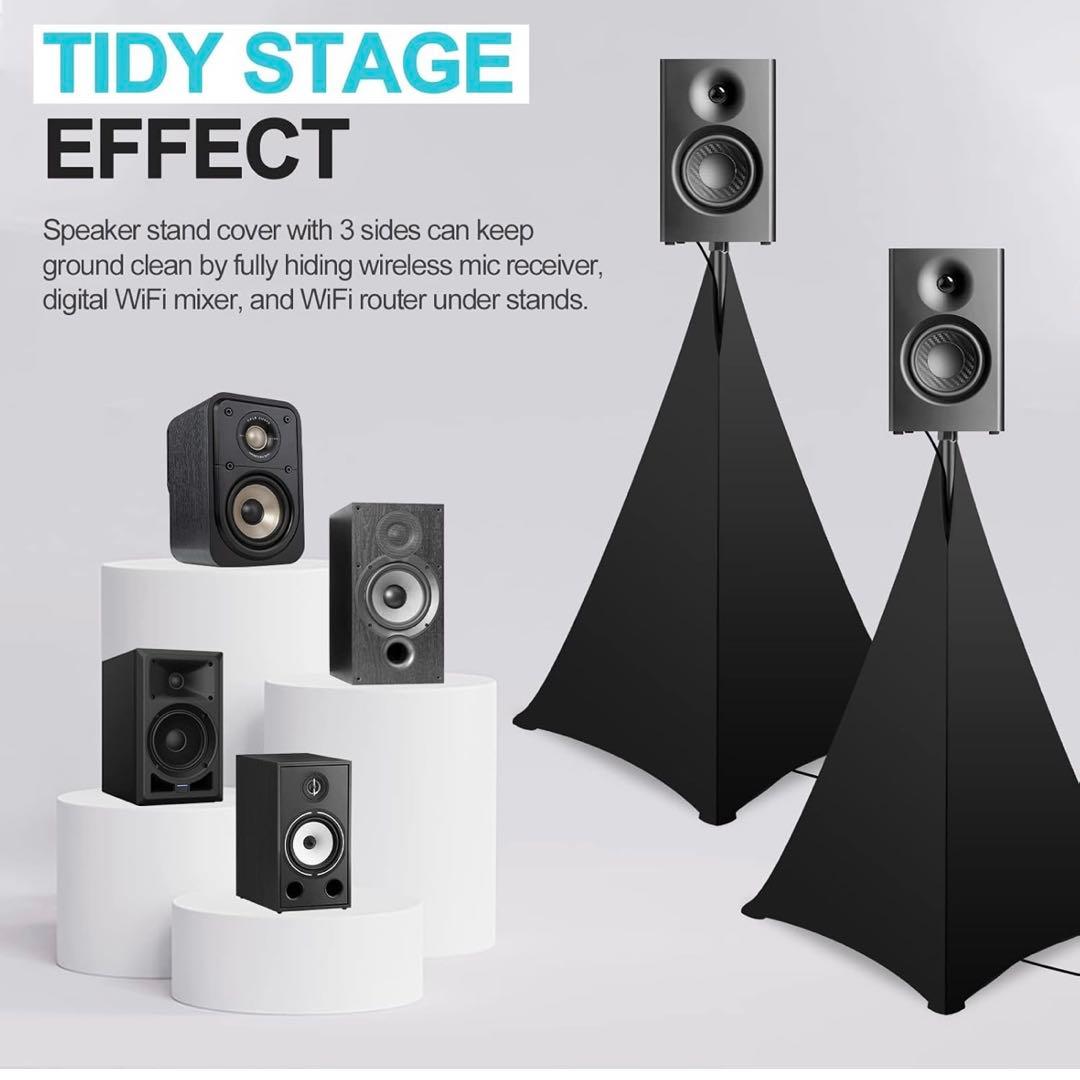 黒いスピーカースタンド用 スピーカースタンドカバー ブラック 収納バッグ付き