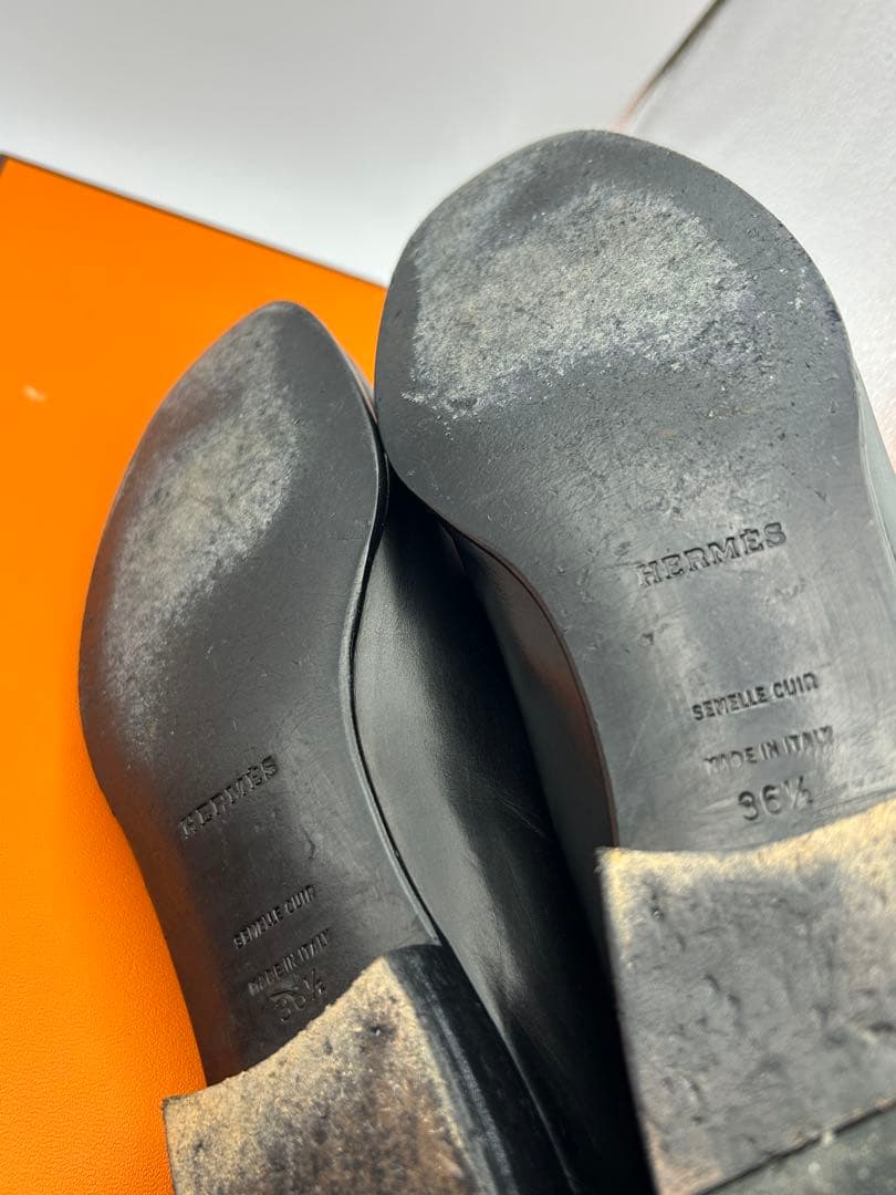 最終値下げ エルメス コンスタンス ローファー 靴 ブラック ゴールド金具