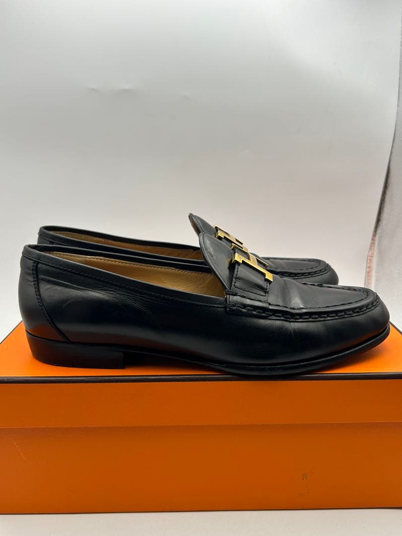 最終値下げ エルメス コンスタンス ローファー 靴 ブラック ゴールド金具