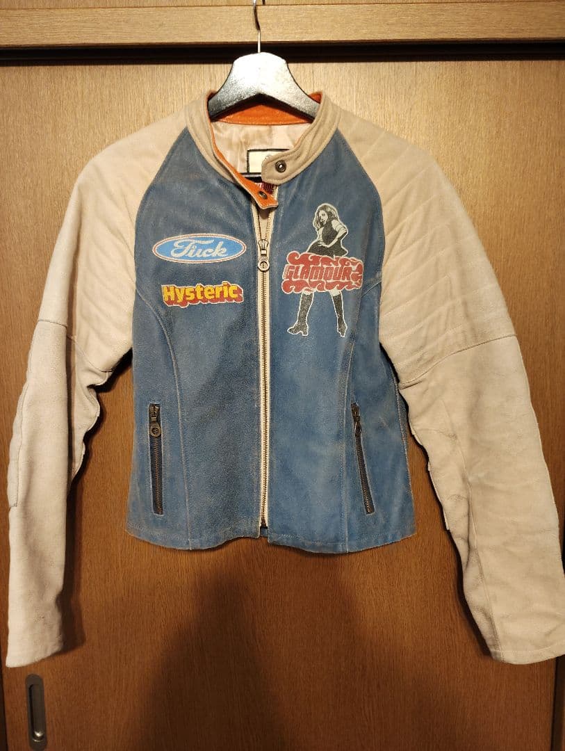 HYSTERIC GLAMOURシングルレザーライダースジャケットビンテージ革