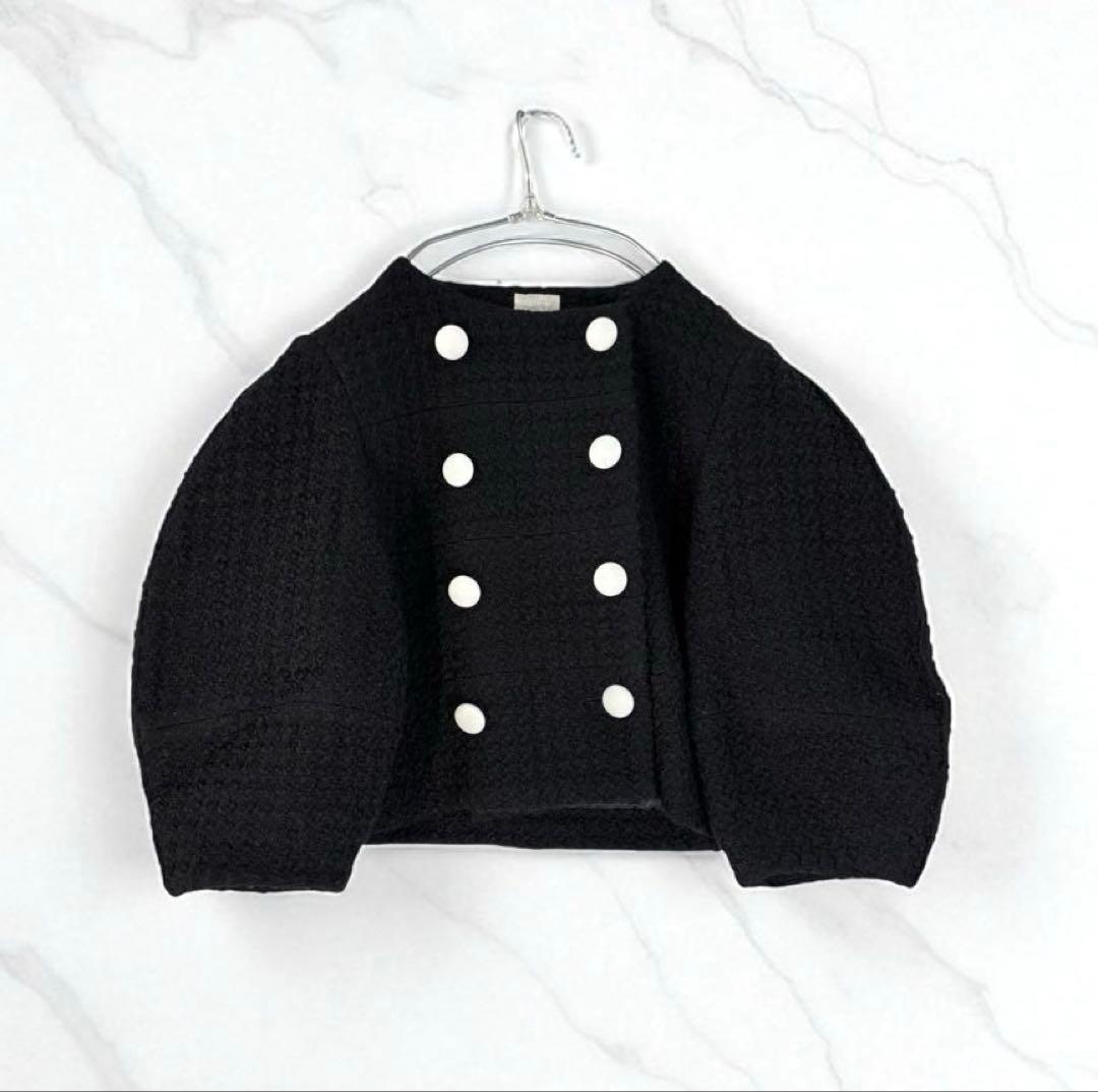 cygne シーニュ　レザーボタンツイードジャケット　Lydie+ ブラック