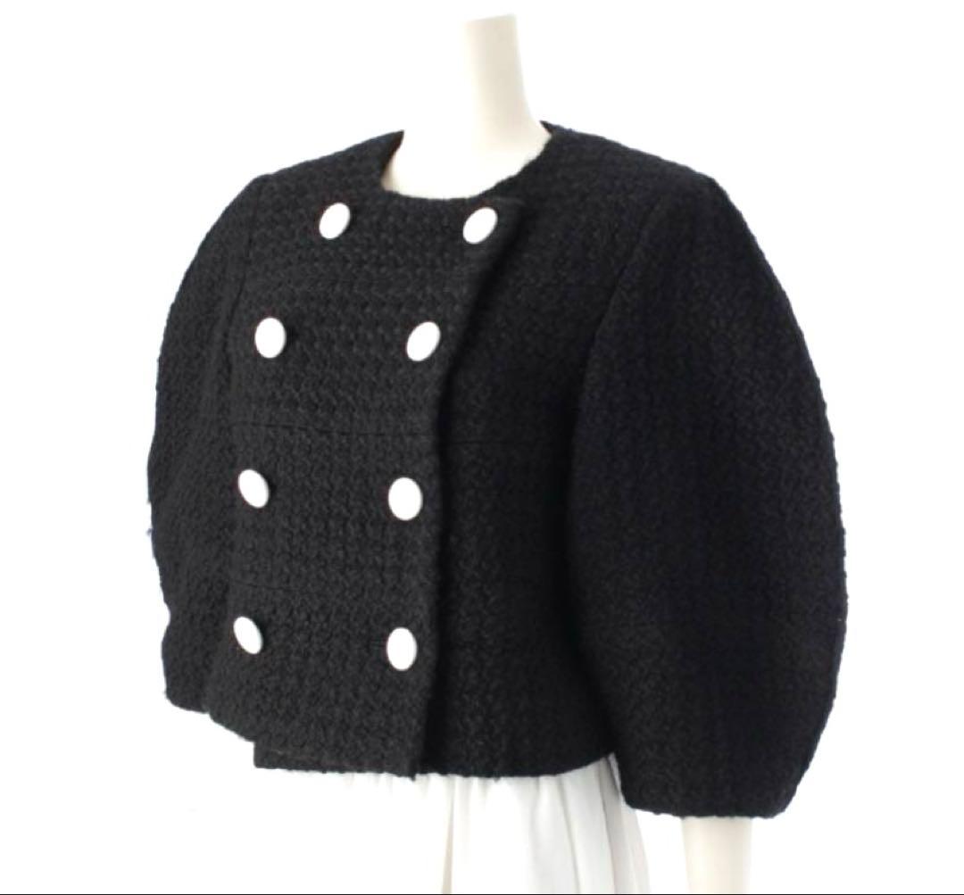 cygne シーニュ　レザーボタンツイードジャケット　Lydie+ ブラック