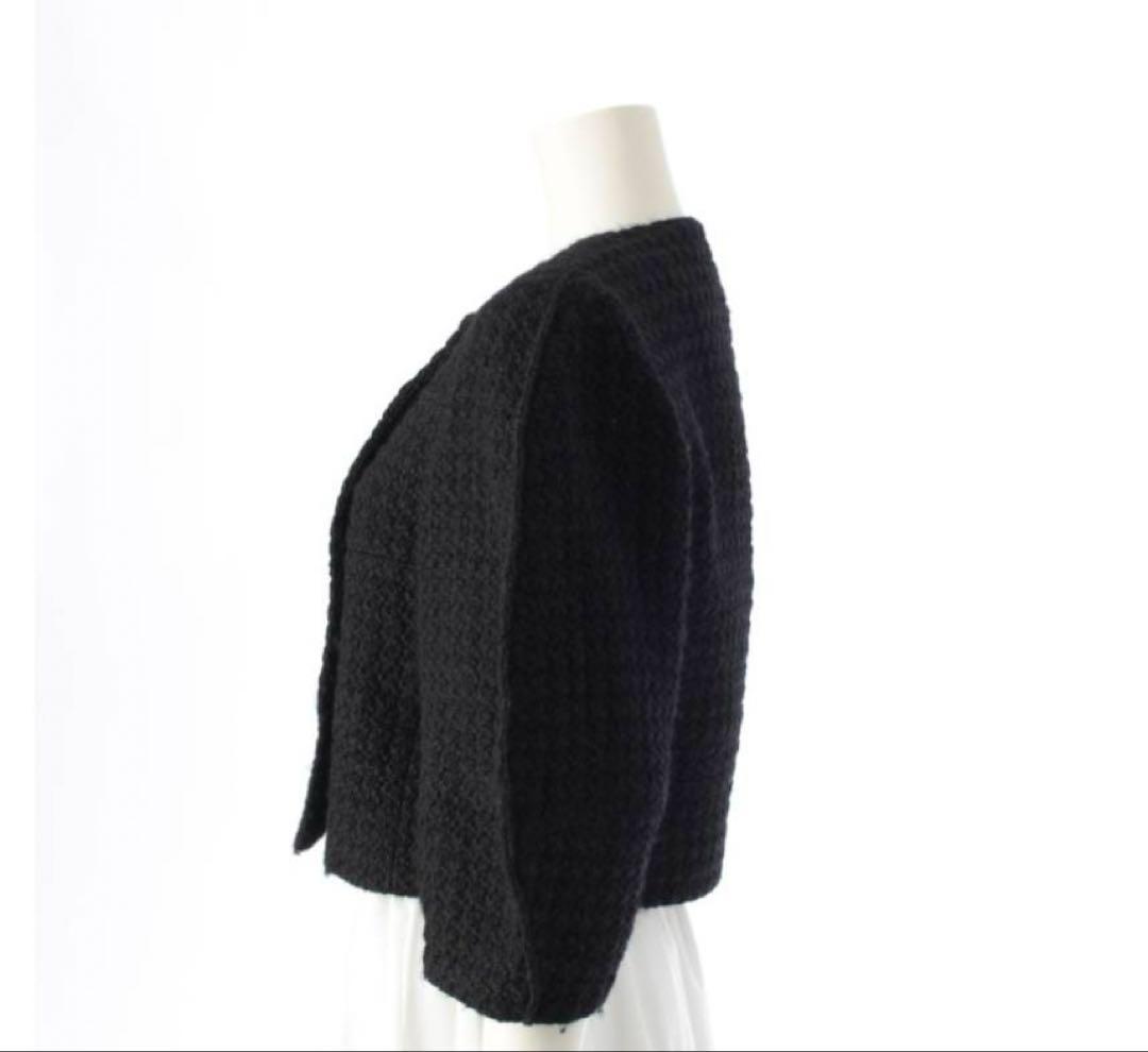 cygne シーニュ　レザーボタンツイードジャケット　Lydie+ ブラック