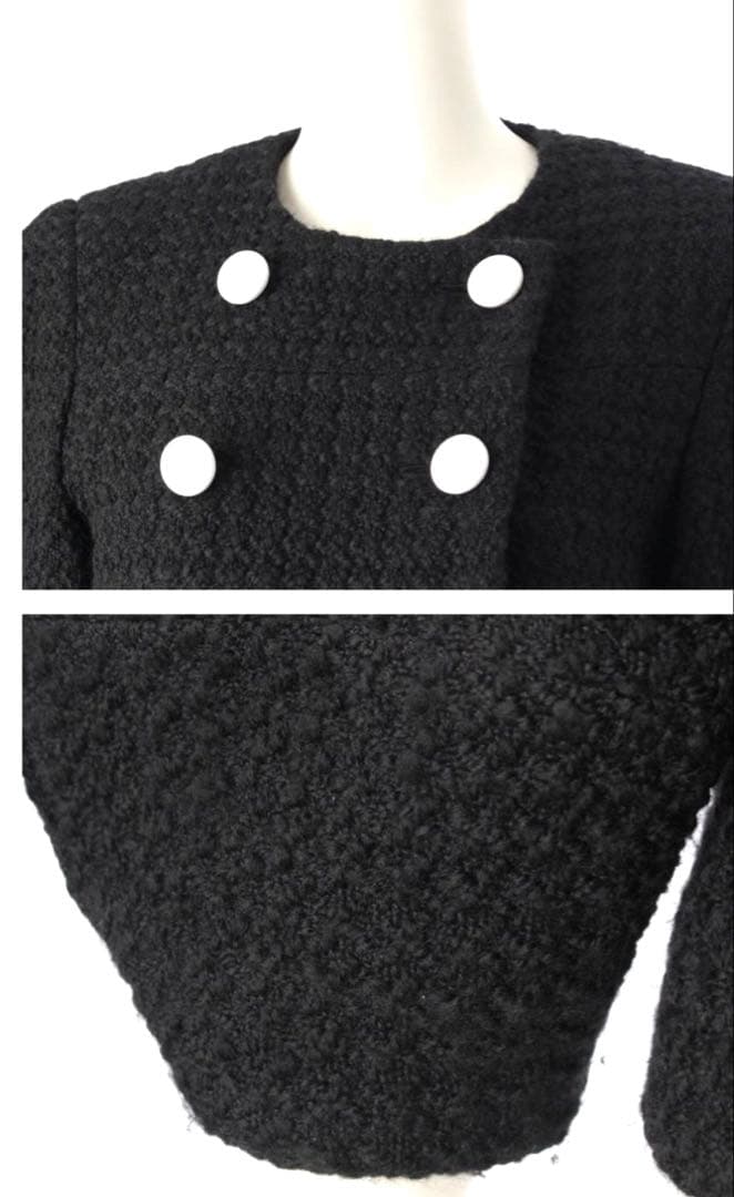 cygne シーニュ　レザーボタンツイードジャケット　Lydie+ ブラック