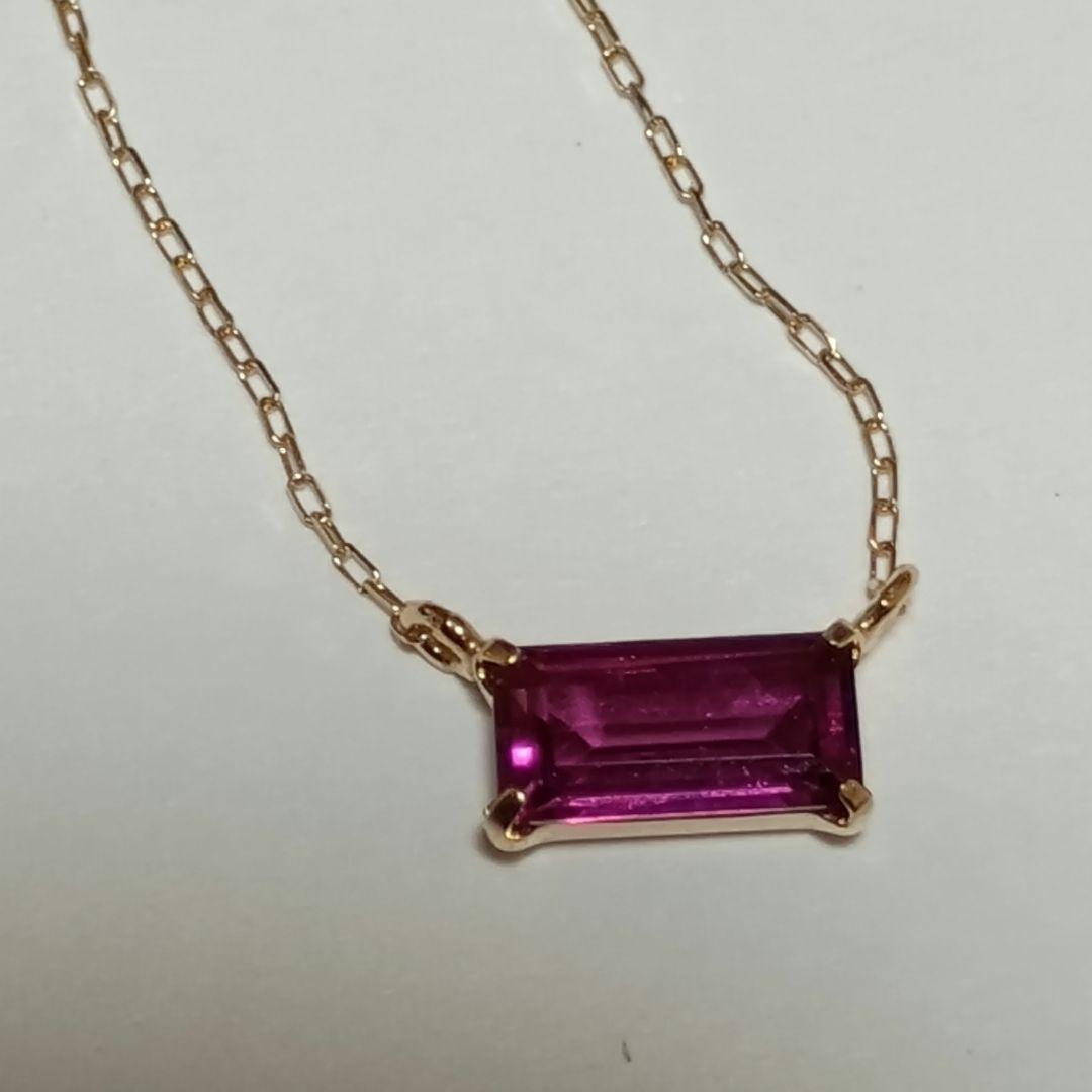 K10 YG スクエア　ローズライトガーネットネックレス