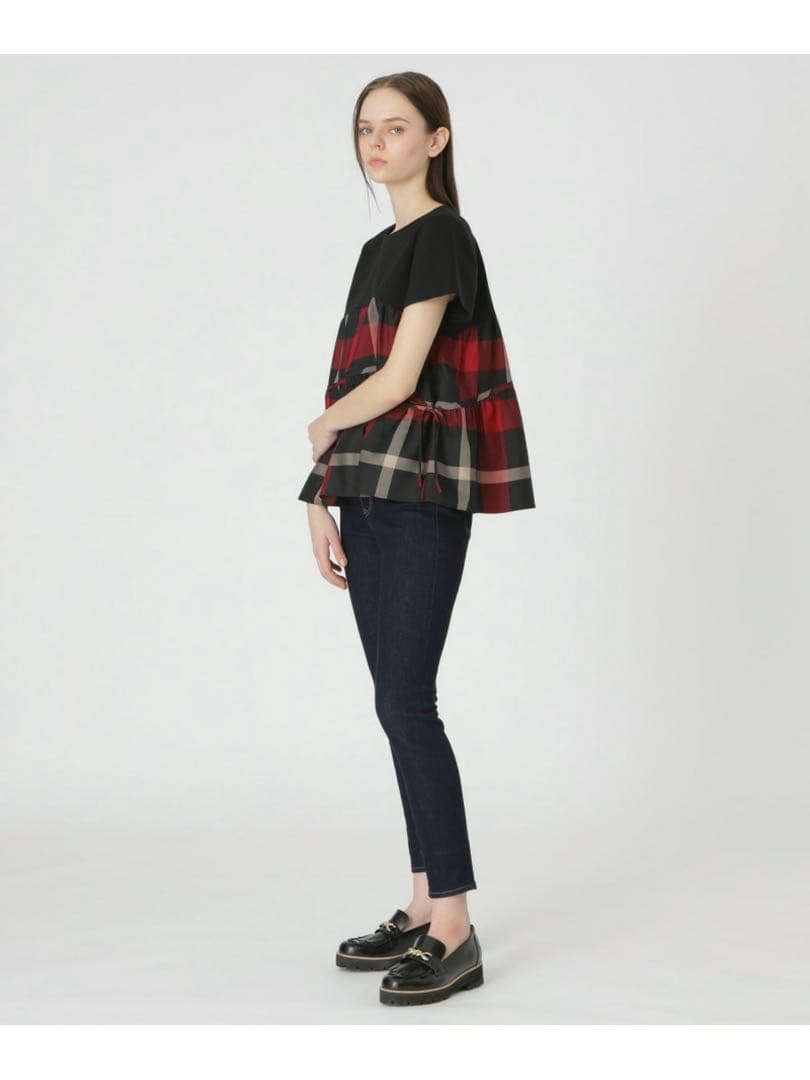 コンパクトクリアーポンチクレストブリッジチェックティアードカットソー