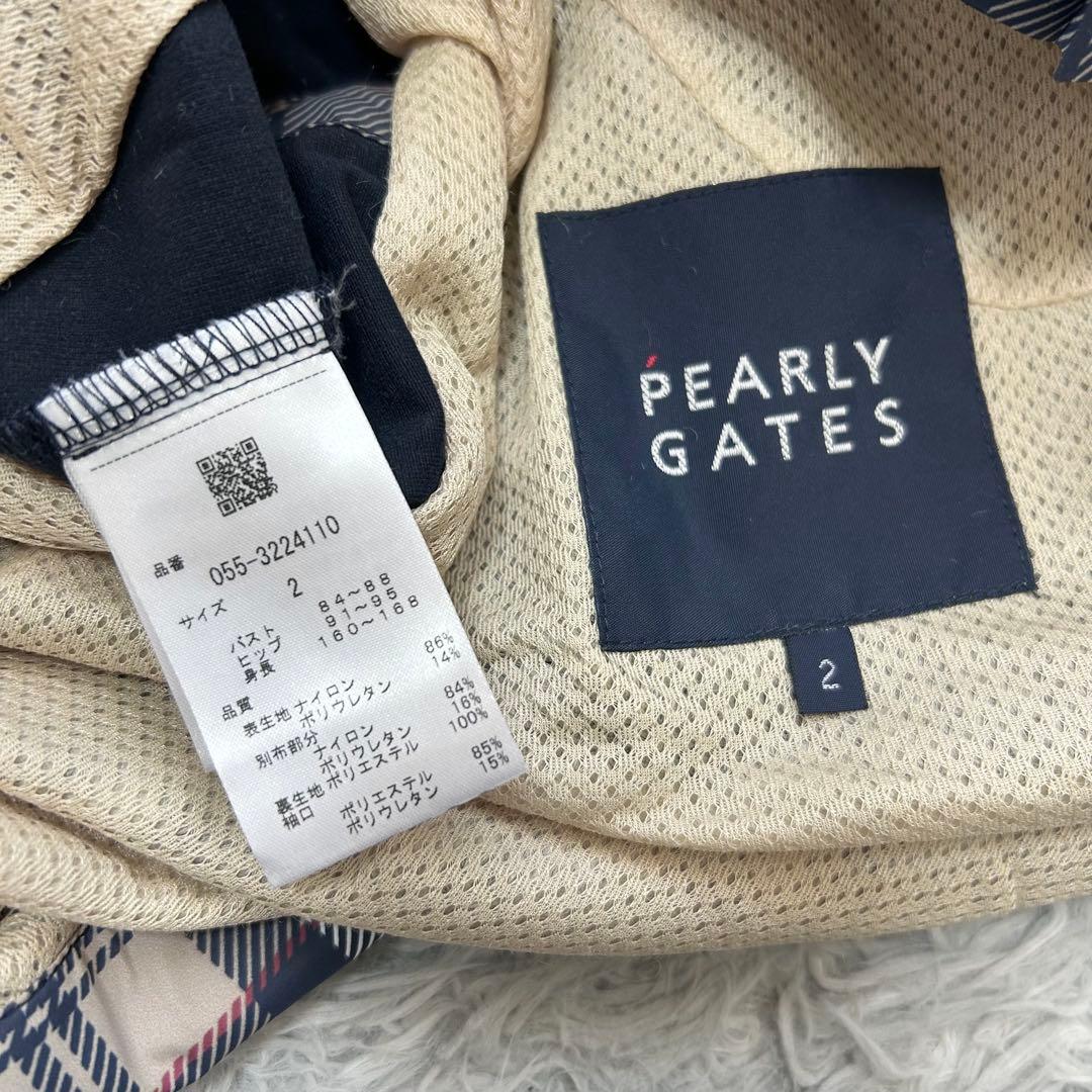 新品　パーリーゲイツ　ワンピース　中綿　チェック柄　フーディ　ベージュ　サイズ2