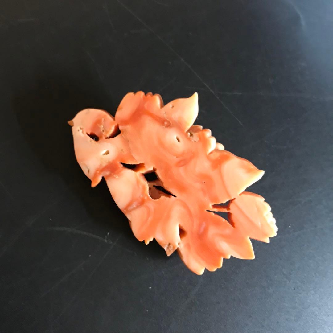 本珊瑚　彫刻品　花8