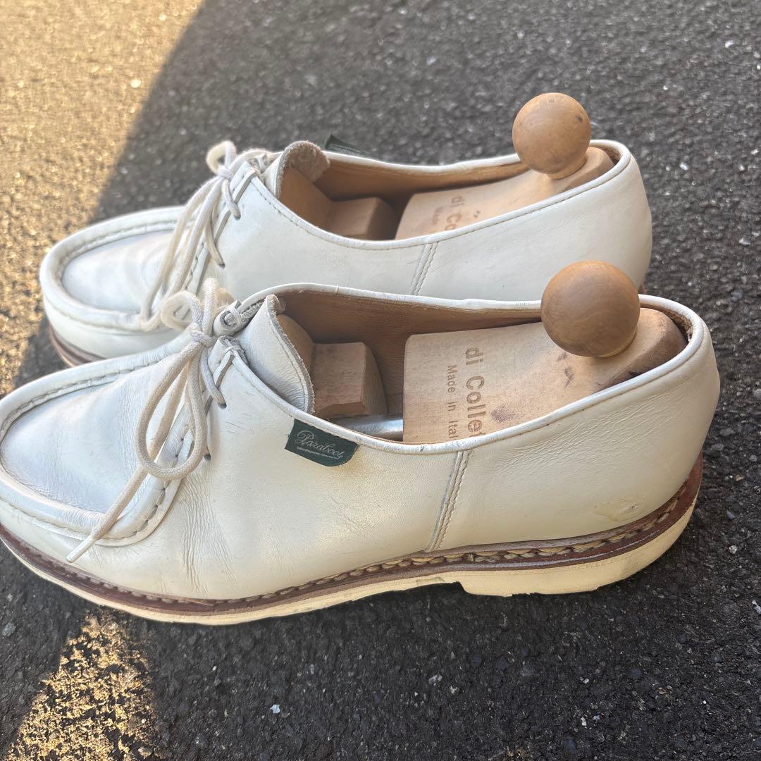 パラブーツ　ホワイトレザー ミカエル　モカシン シューズ